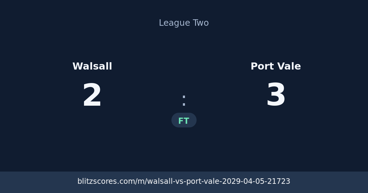 Walsall vs Port Vale score card