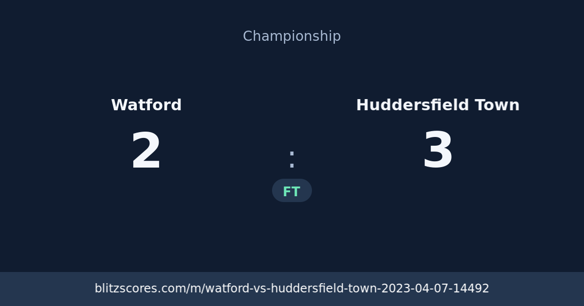 Watford vs Huddersfield Town score card
