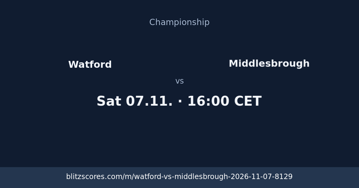 Watford vs Middlesbrough score card