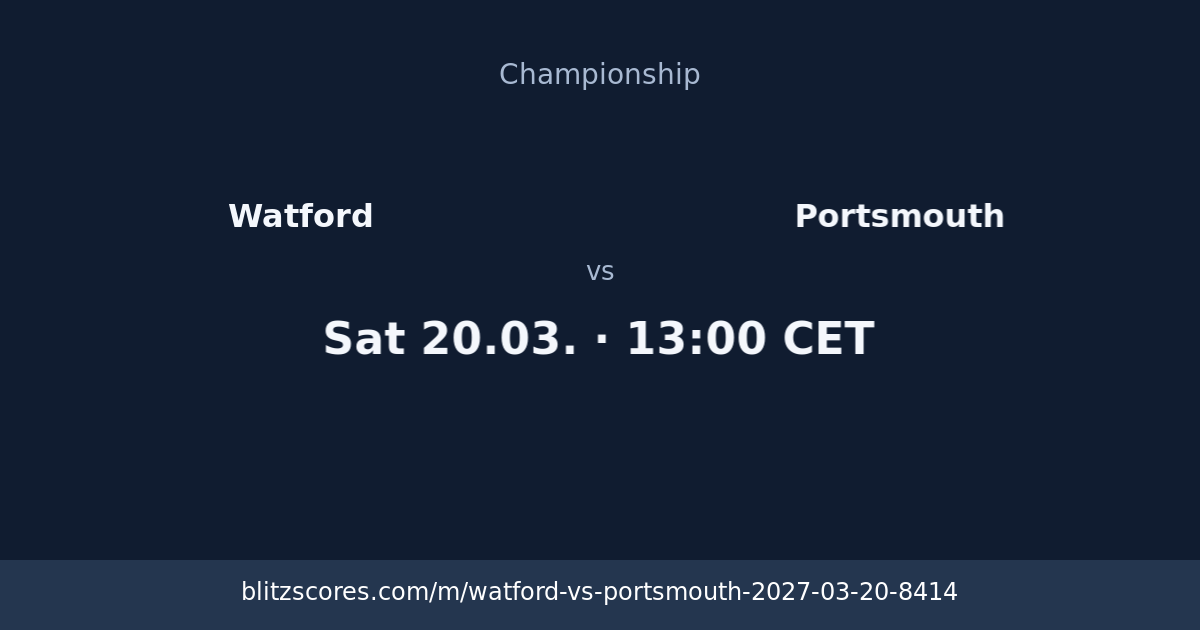 Watford vs Portsmouth score card