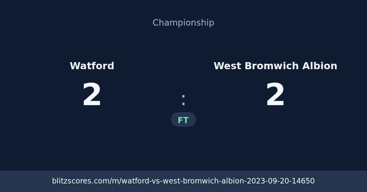 Watford vs West Bromwich Albion score card
