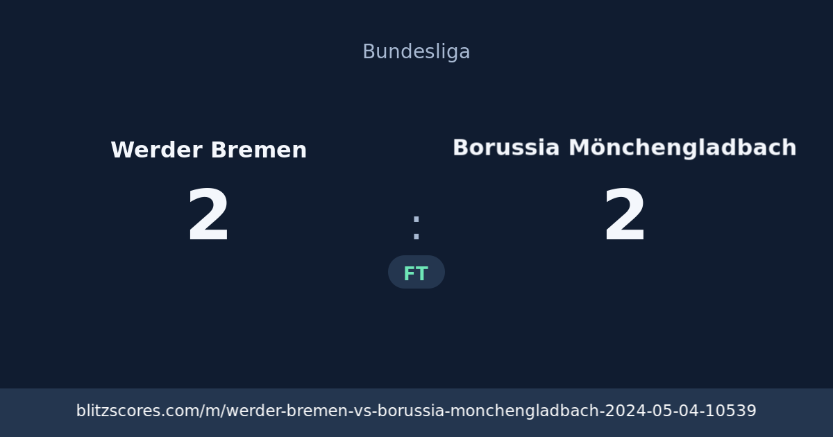Werder Bremen vs Borussia Mönchengladbach score card