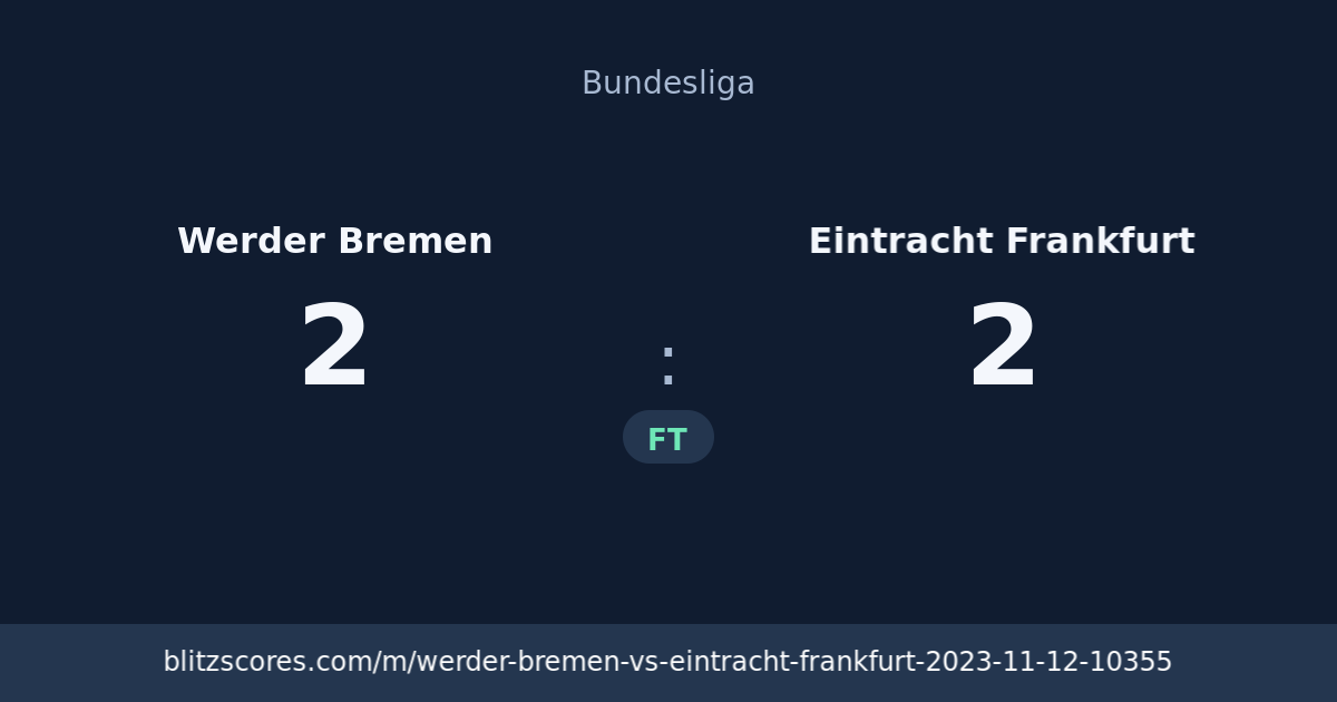 Werder Bremen vs Eintracht Frankfurt score card