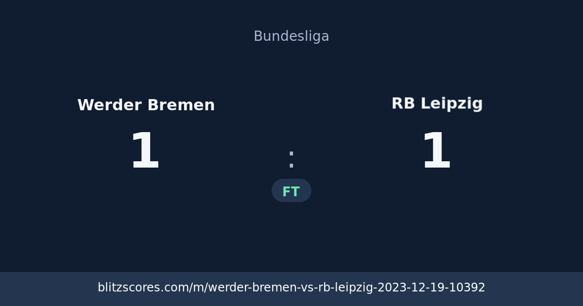 Werder Bremen vs RB Leipzig score card
