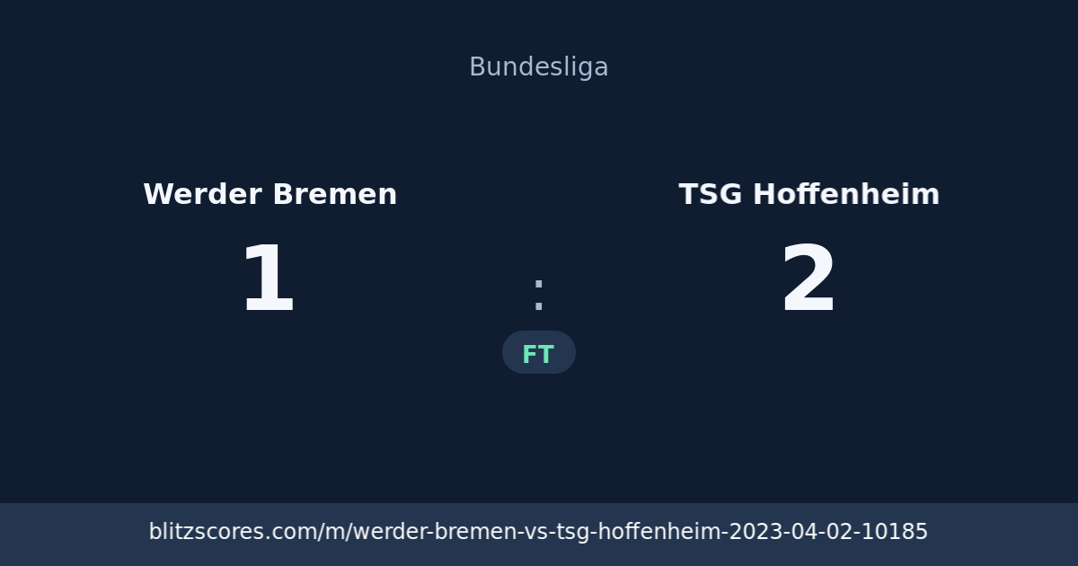 Werder Bremen vs TSG Hoffenheim score card
