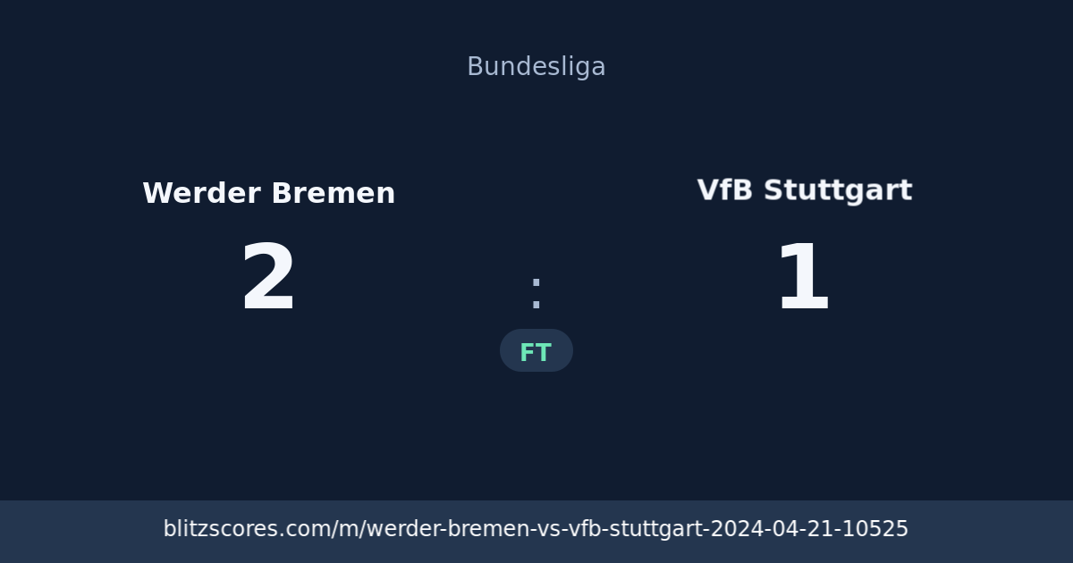 Werder Bremen vs VfB Stuttgart score card