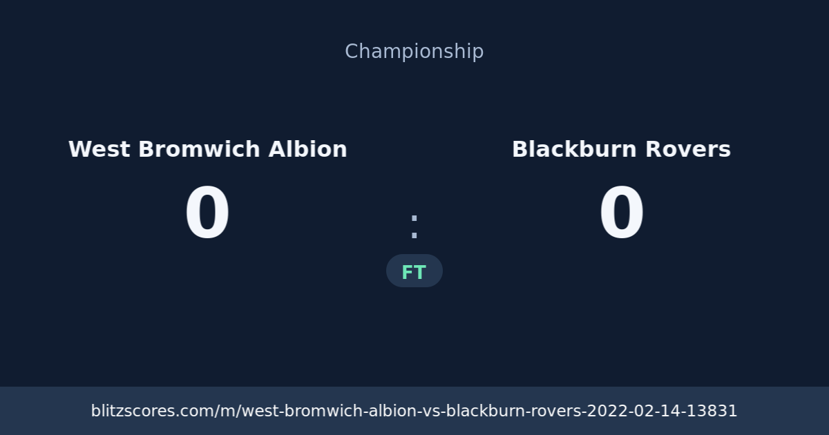 West Bromwich Albion vs Blackburn Rovers score card