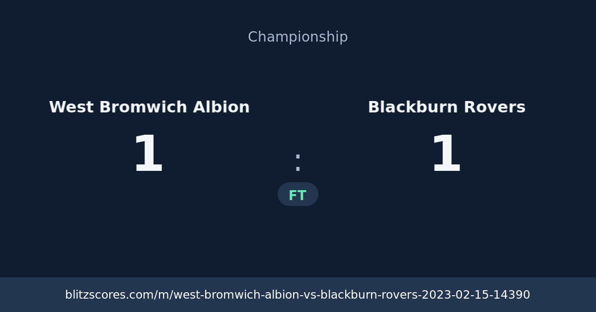 West Bromwich Albion vs Blackburn Rovers score card