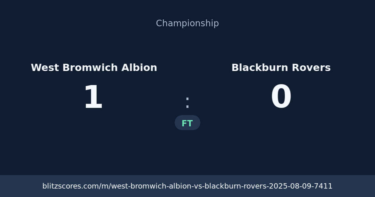 West Bromwich Albion vs Blackburn Rovers score card