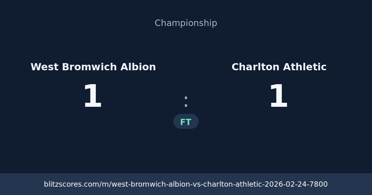 West Bromwich Albion vs Charlton Athletic score card