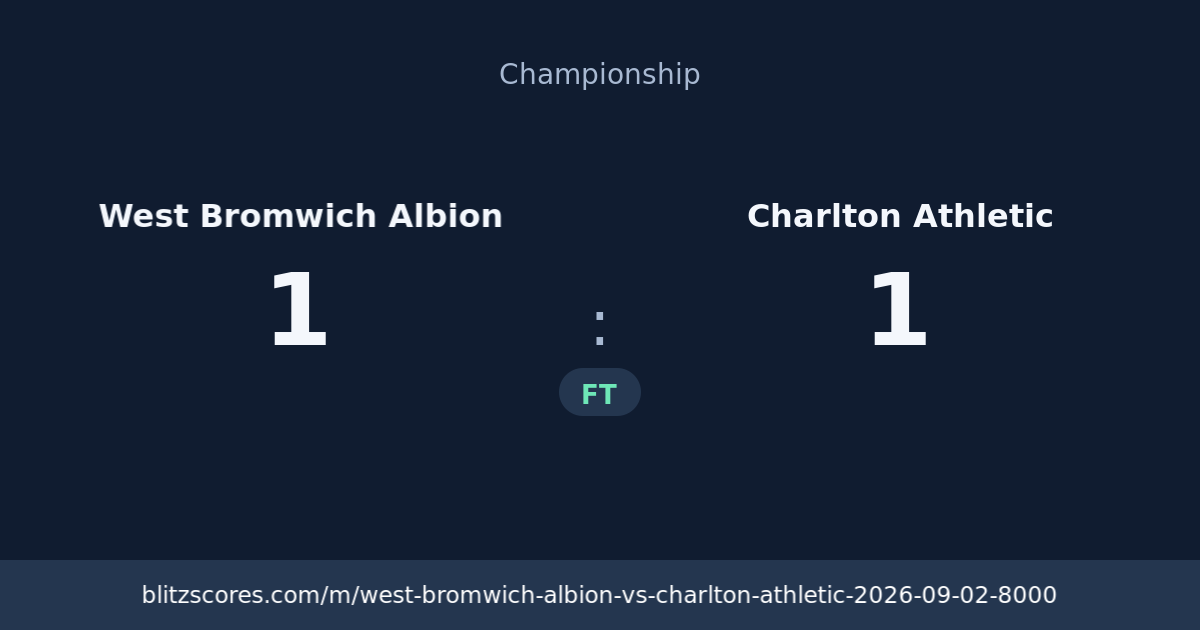 West Bromwich Albion vs Charlton Athletic score card
