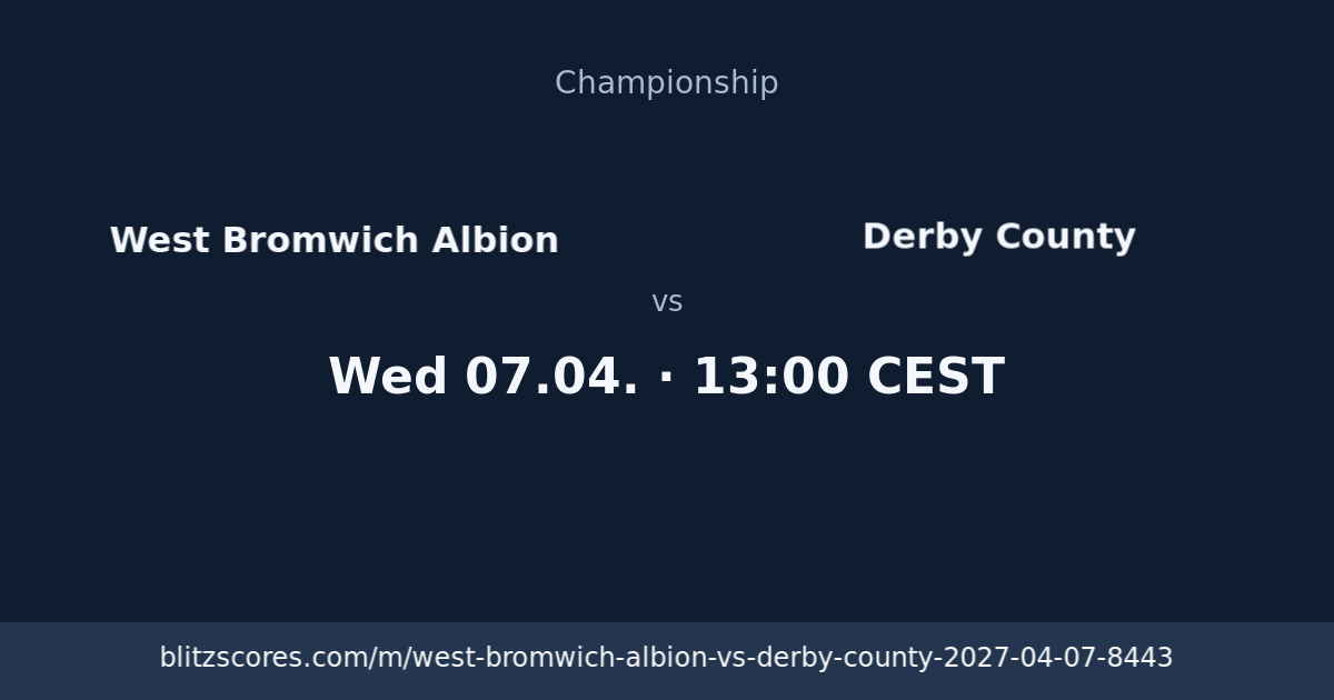 West Bromwich Albion vs Derby County score card