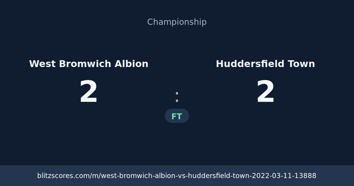 West Bromwich Albion vs Huddersfield Town score card