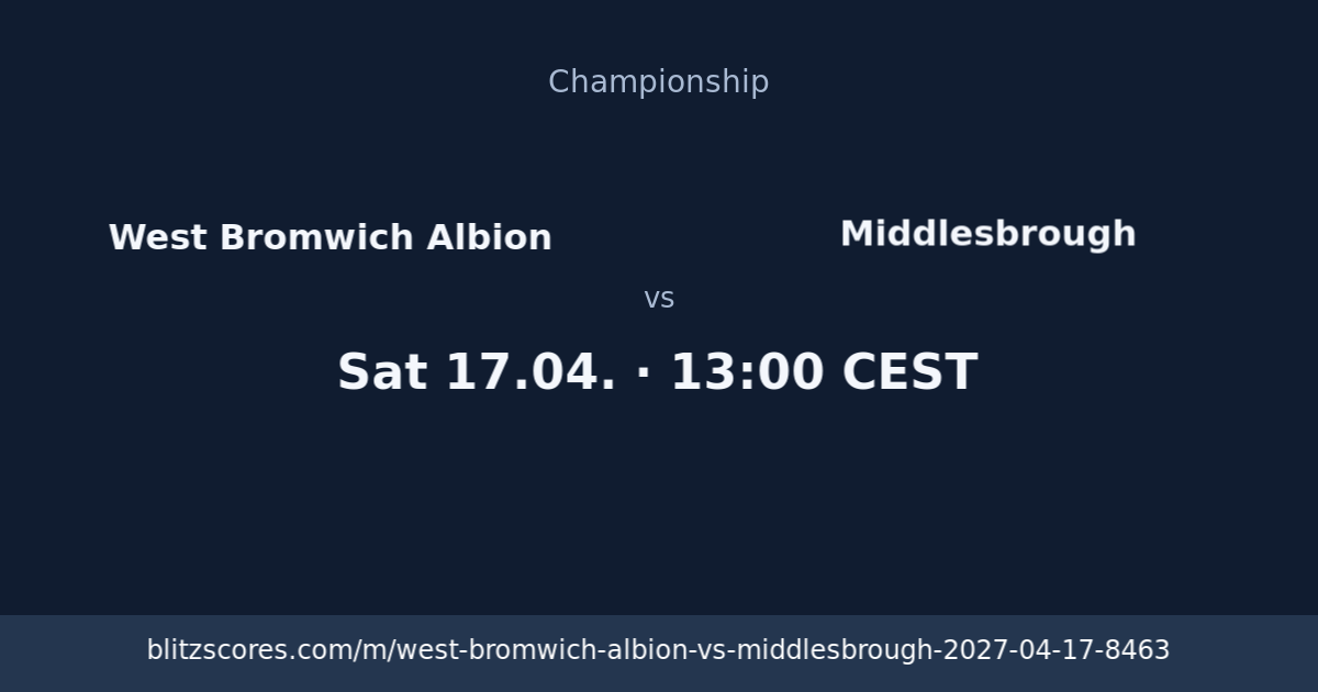 West Bromwich Albion vs Middlesbrough score card