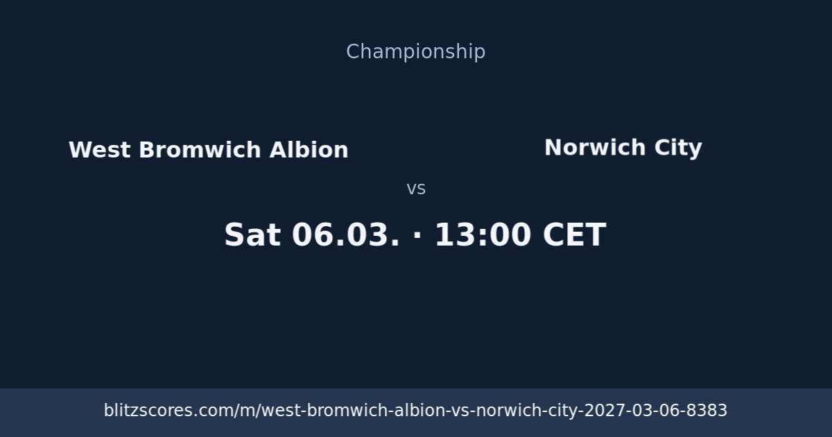 West Bromwich Albion vs Norwich City score card