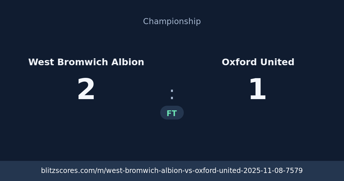 West Bromwich Albion vs Oxford United score card