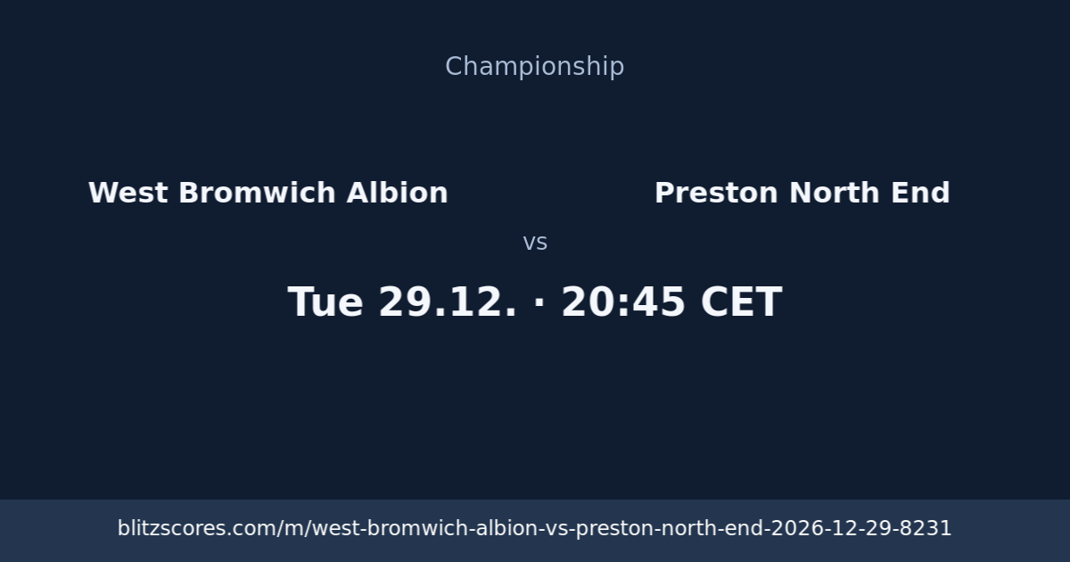 West Bromwich Albion vs Preston North End score card