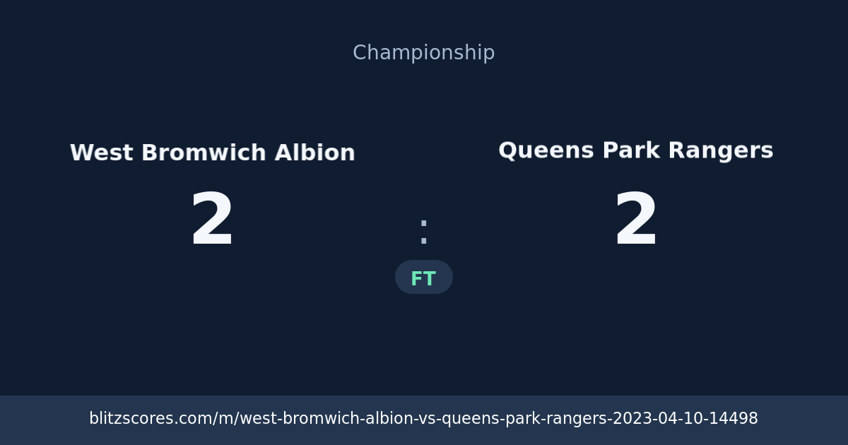 West Bromwich Albion vs Queens Park Rangers score card