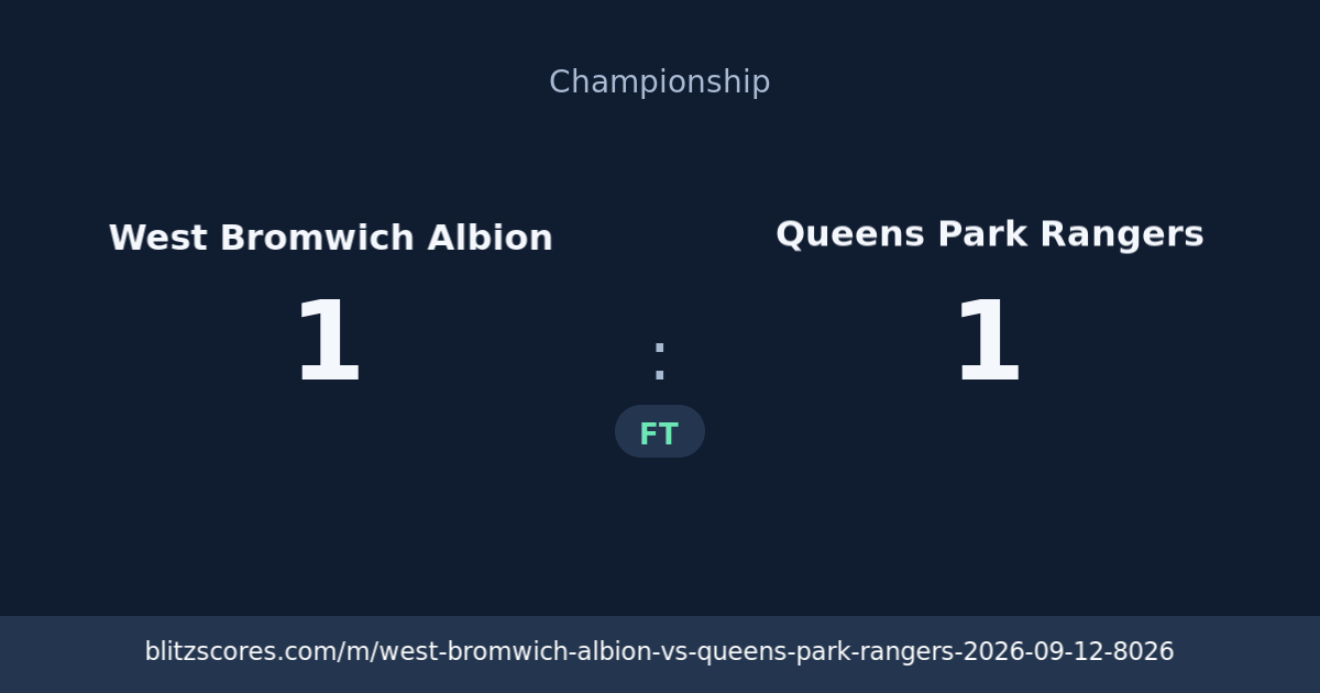 West Bromwich Albion vs Queens Park Rangers score card