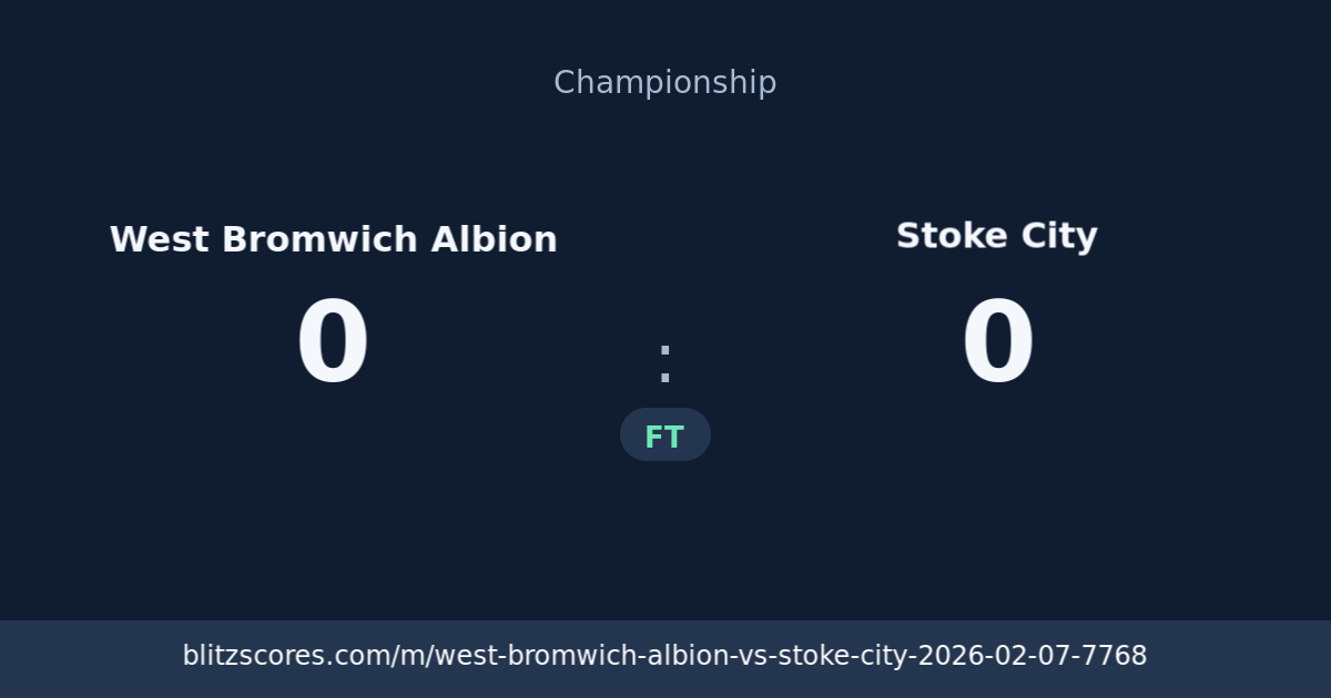 West Bromwich Albion vs Stoke City score card