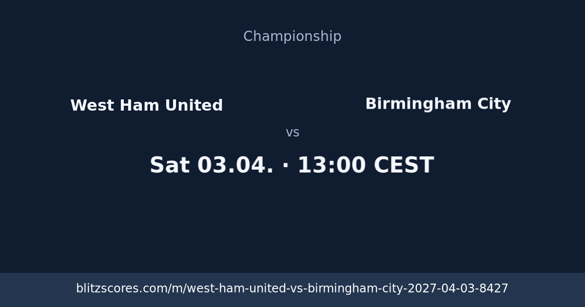 West Ham United vs Birmingham City score card