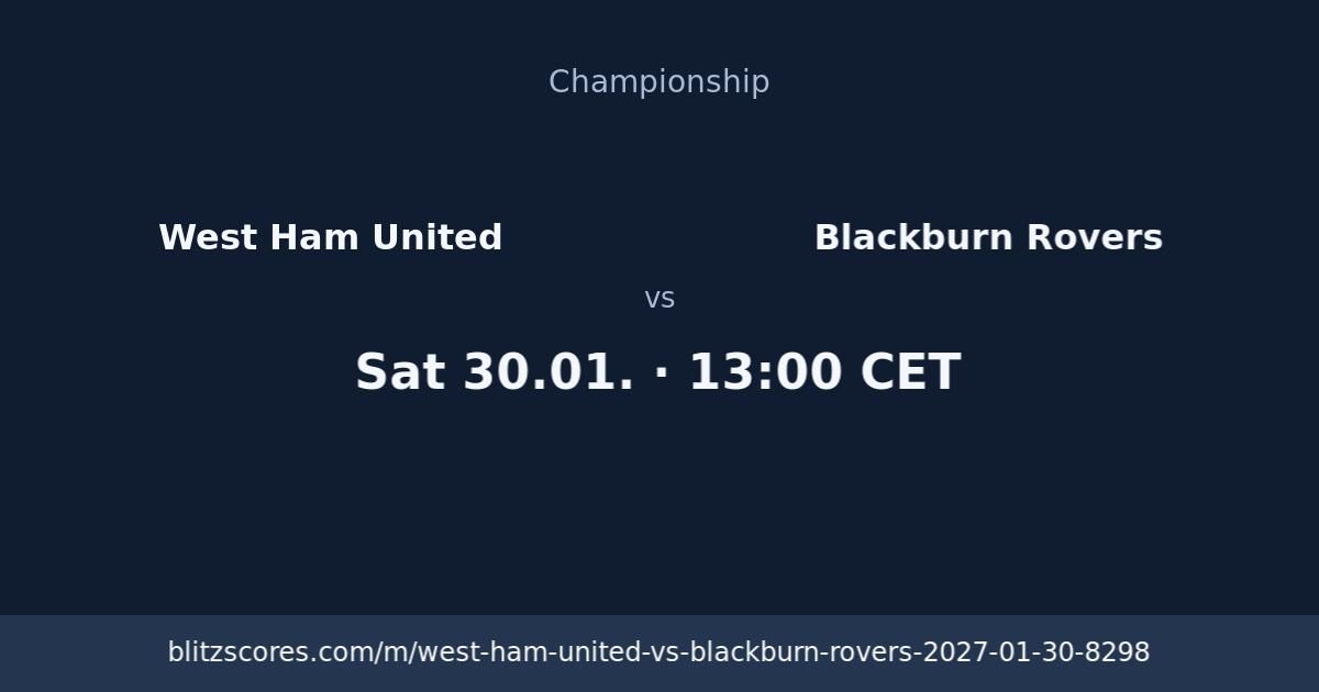 West Ham United vs Blackburn Rovers score card