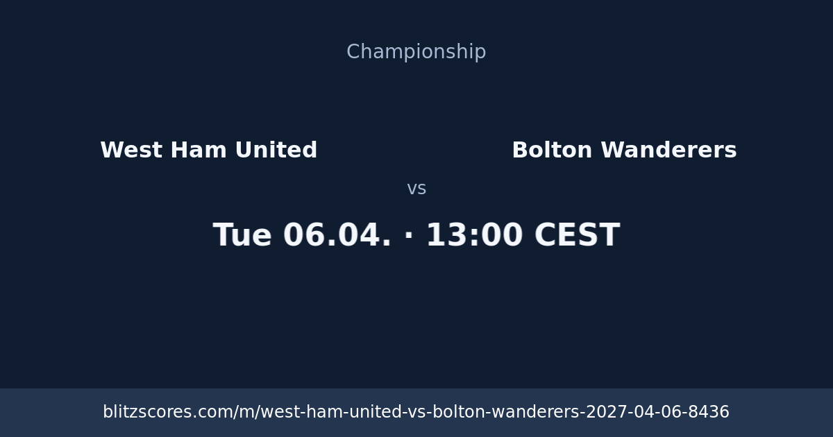 West Ham United vs Bolton Wanderers score card