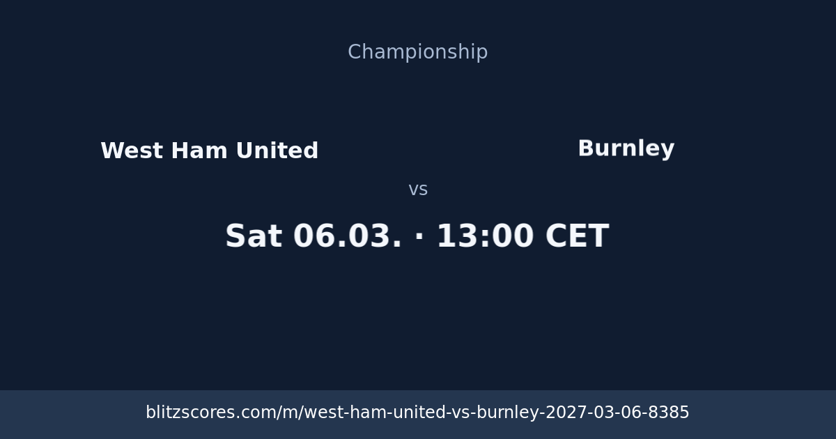 West Ham United vs Burnley score card