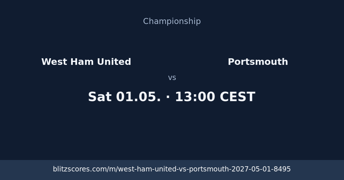 West Ham United vs Portsmouth score card