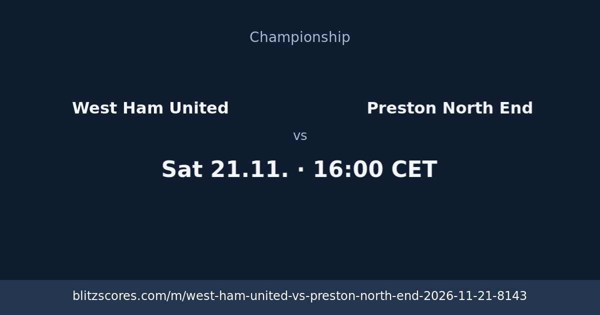 West Ham United vs Preston North End score card