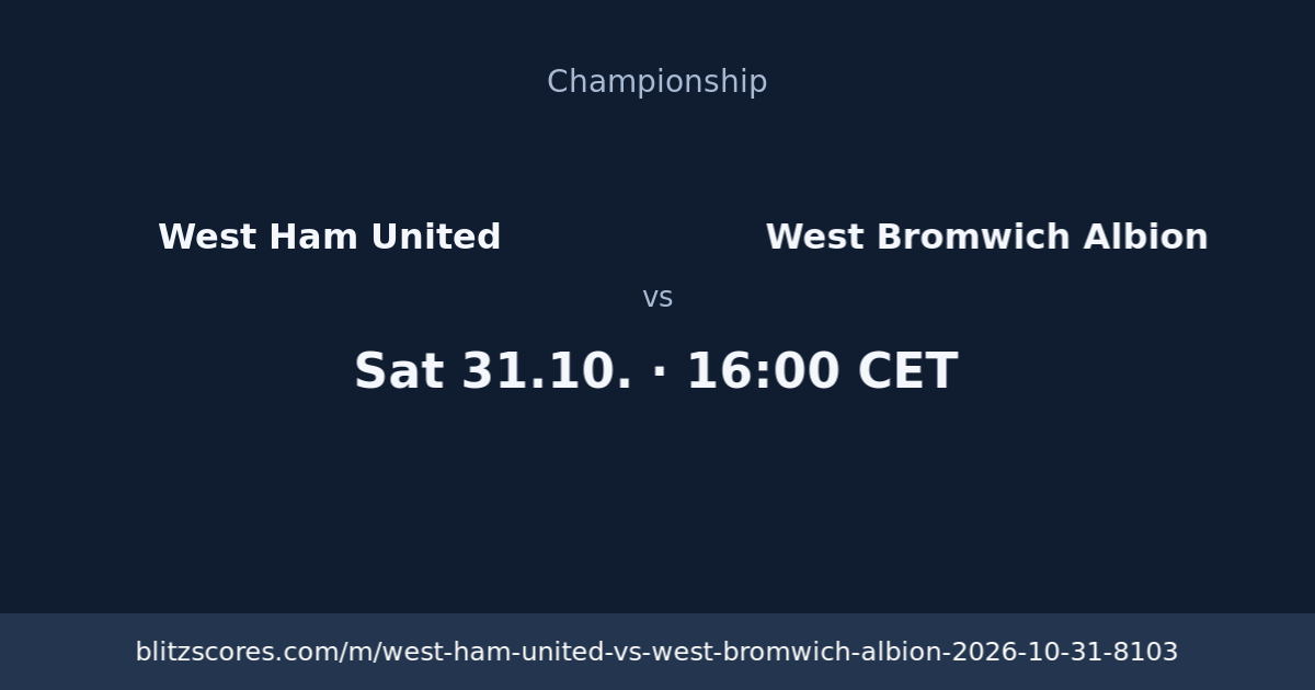 West Ham United vs West Bromwich Albion score card