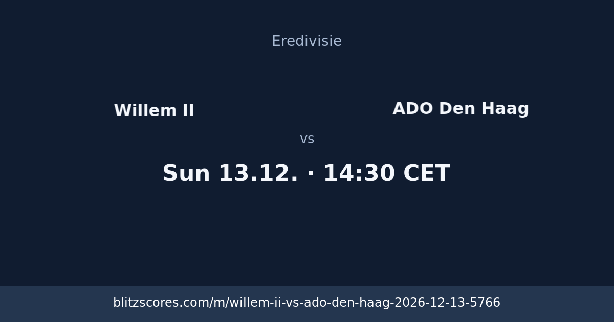 Willem II vs ADO Den Haag score card