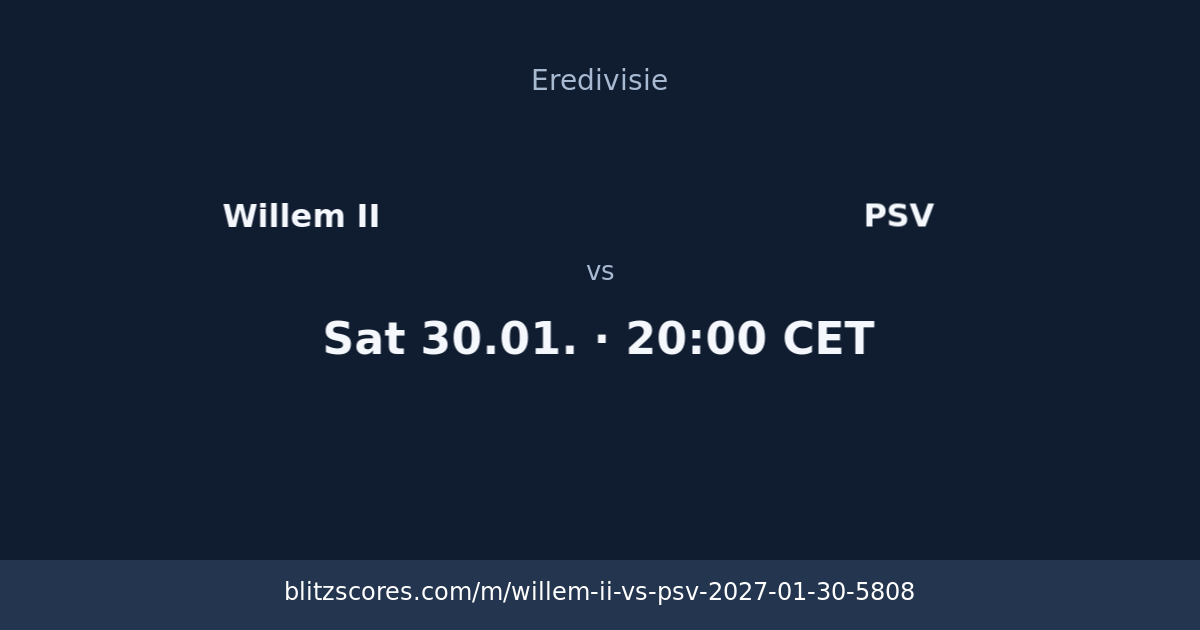 Willem II vs PSV score card