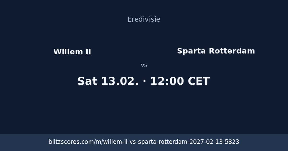 Willem II vs Sparta Rotterdam score card