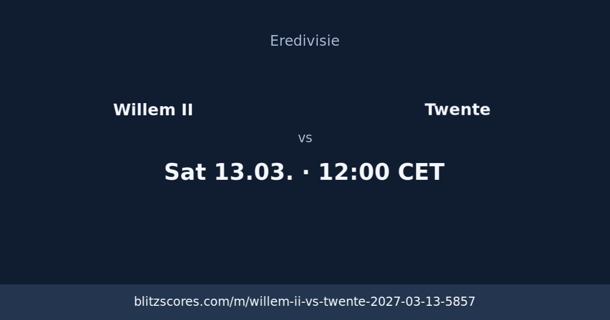Willem II vs Twente score card