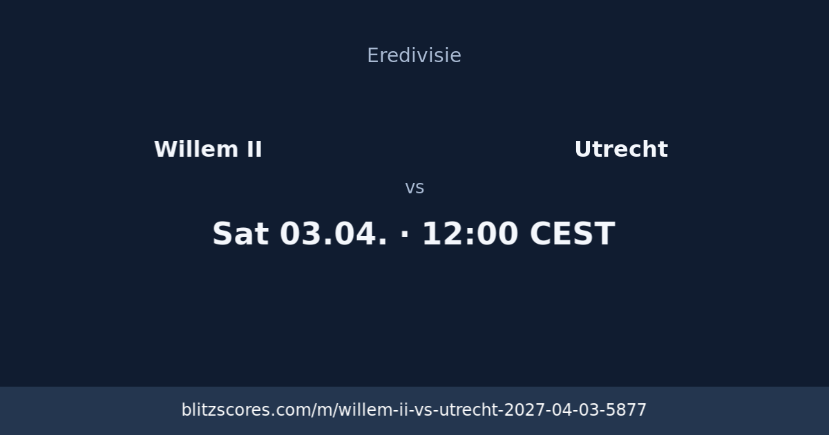 Willem II vs Utrecht score card