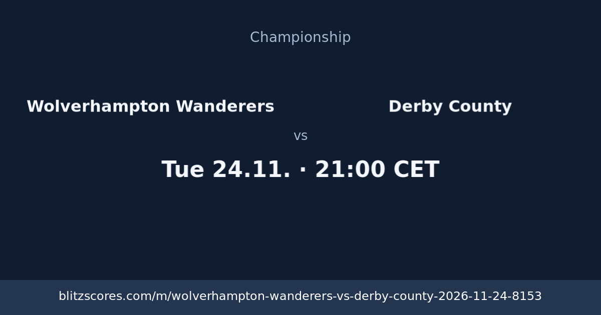 Wolverhampton Wanderers vs Derby County score card