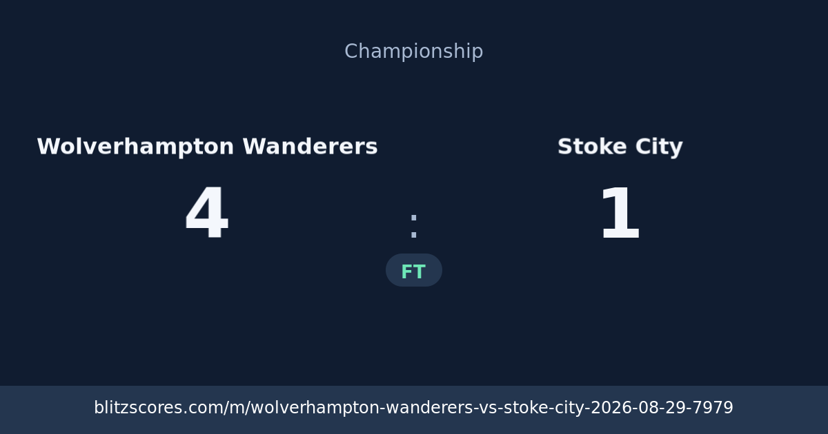 Wolverhampton Wanderers vs Stoke City score card