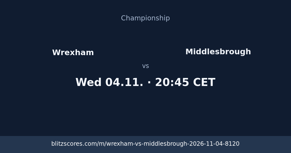 Wrexham vs Middlesbrough score card